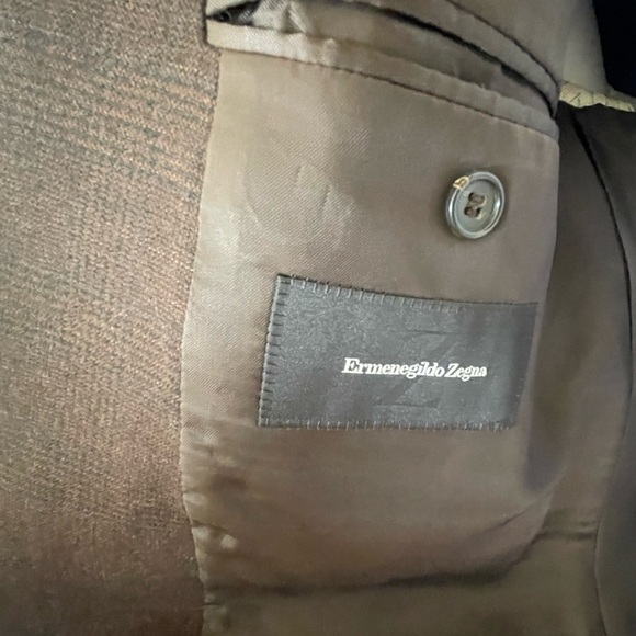 Ermenegildo Zegna Fine Wool Herringbone Brown Blazer Sport Coat Jacket Tan 44L - Picture 5 of 7